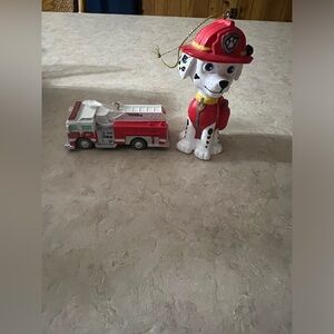 Tonka Red and White Fire Engine and Marshall